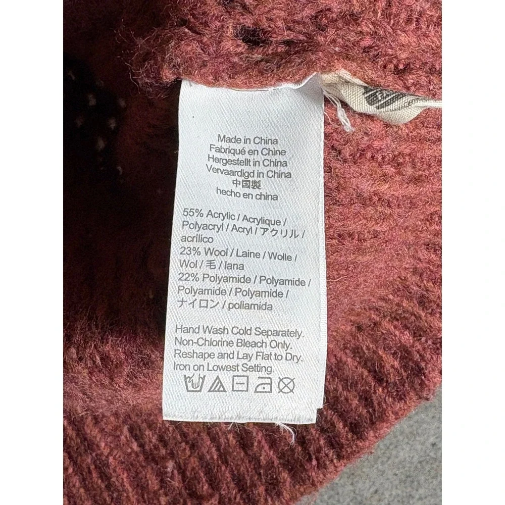 Madewell Pointelle Cable Knit Sweater XS‎ Rosewood Pink Wool Blend NG747 FA22